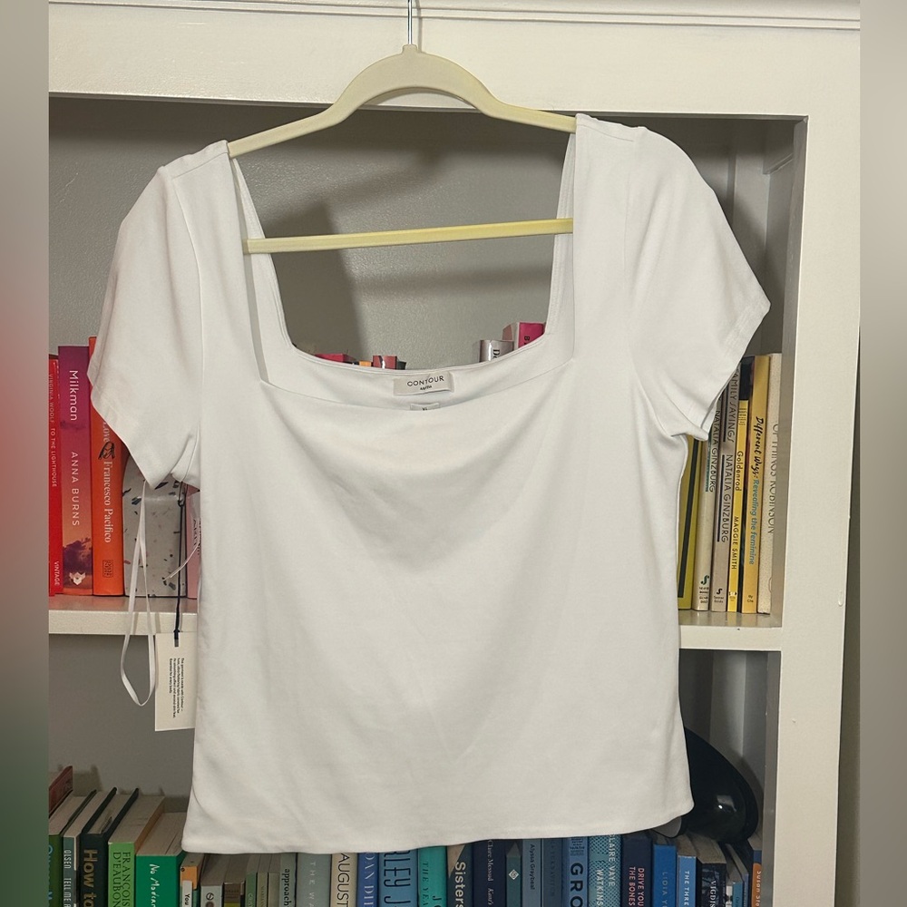 Aritzia White Square Neck Top